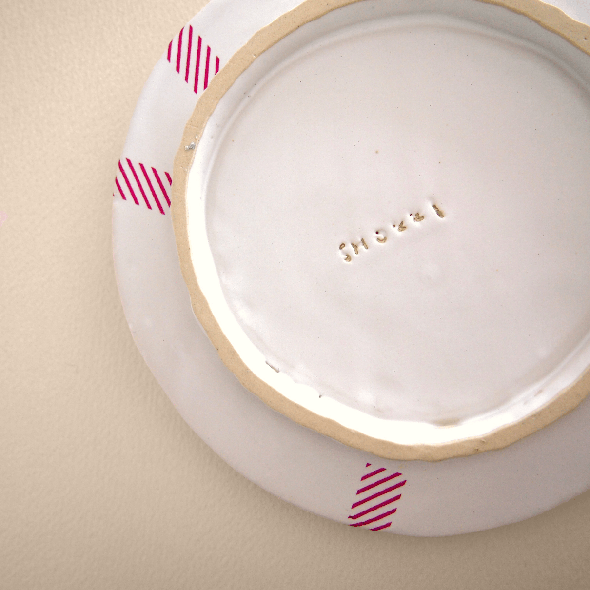 SHOKKI　small plate ( pink check )